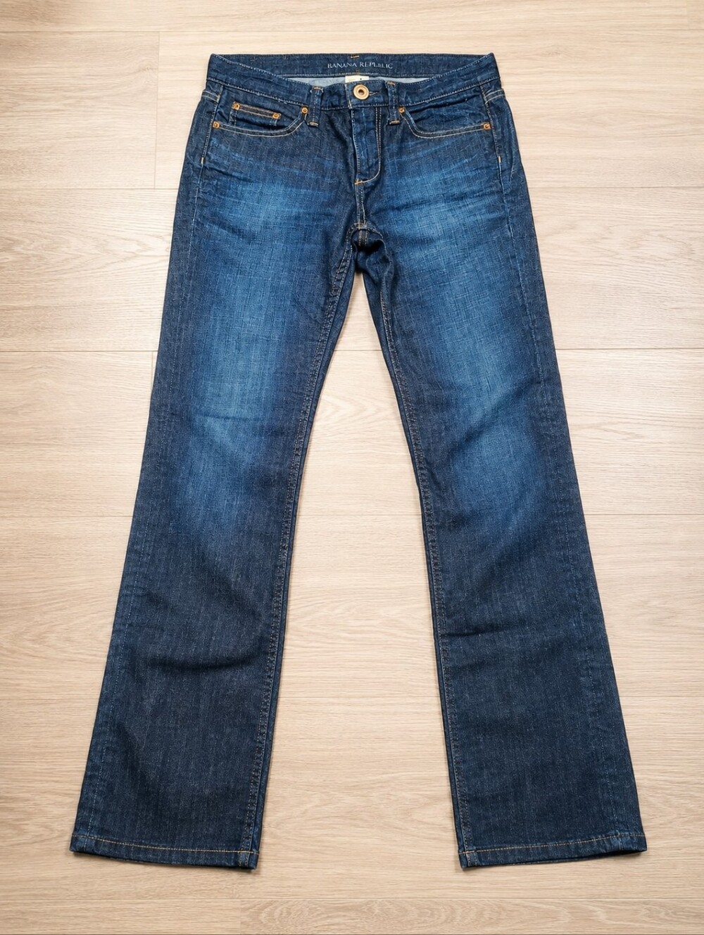 Banana Republic Straight Leg Jeans Women 27P Petite Dark Wash Stretch Denim